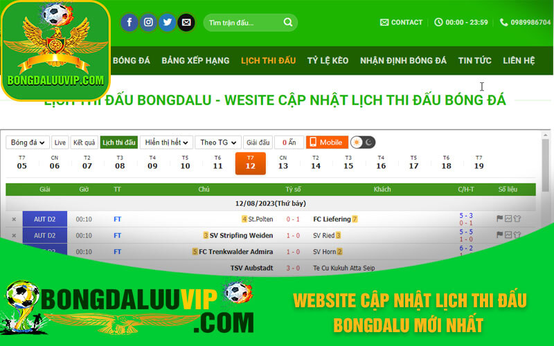 Website cập nhật lịch thi đấu Bongdalu mới nhất